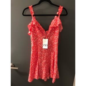 NWT Zara Red Floral Mini Dress
